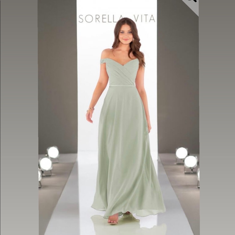 NWT Sorella Vita size 16 off shoulder design, color sage, style 9150 - Picture 1 of 13